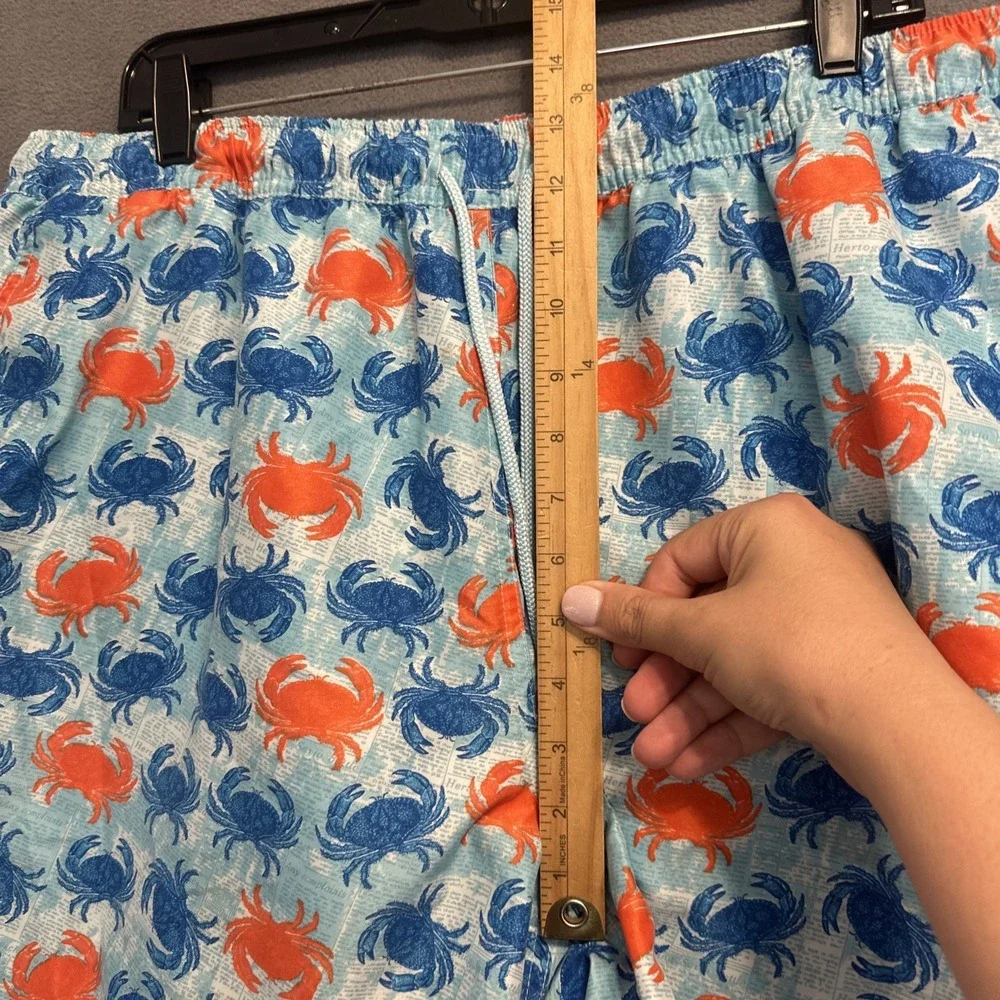 Peter Millar Seaside Swim Trunks Lined Crab Print Mens Size XXL 8